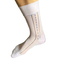 "Refined men's striped sheer socks in a frosted pearl hue, featuring a cool, icy elegance – The Duke of Frost by Eliot Grey Socks."