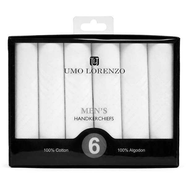 Eliot Grey Classic White Handkerchief Set – Gift Boxed (6-Pack)