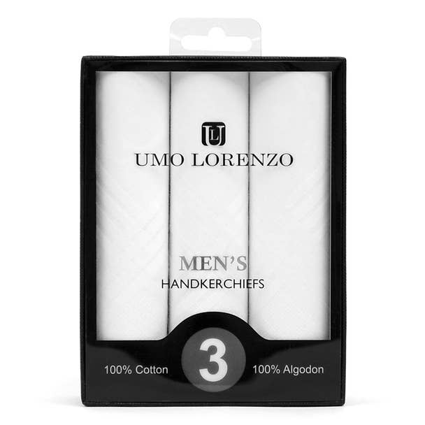 Eliot Grey Classic White Handkerchief Set – Gift Boxed (3-Pack)