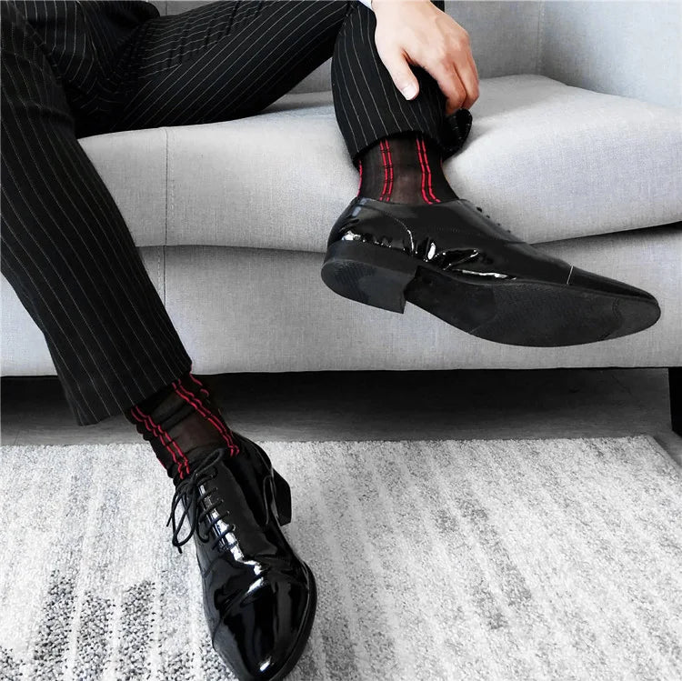 Black and Red Stitch Sheer Socks | Bold Elegance Style