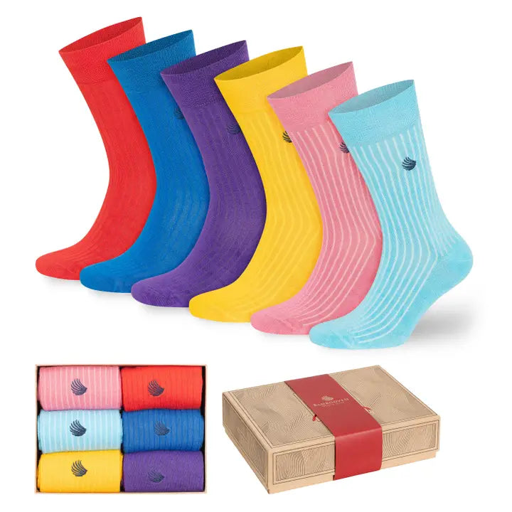 Jewel Tone 6-Pair Colorful Bamboo Sock Collection