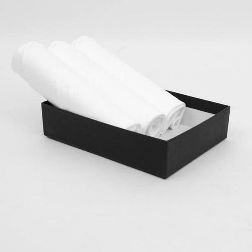 Eliot Grey Classic White Handkerchief Set – Gift Boxed (3-Pack)