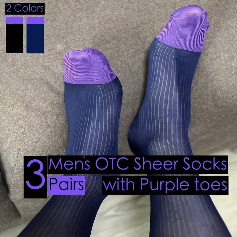 Frank & Taylor 3-Pack OTC Sheer Socks with Signature Purple Toe